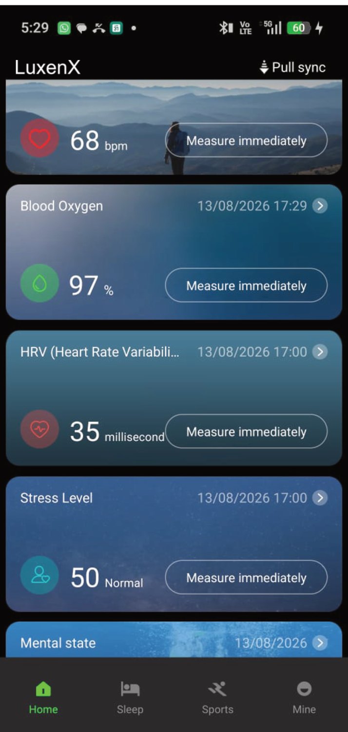 LuxenX app screen