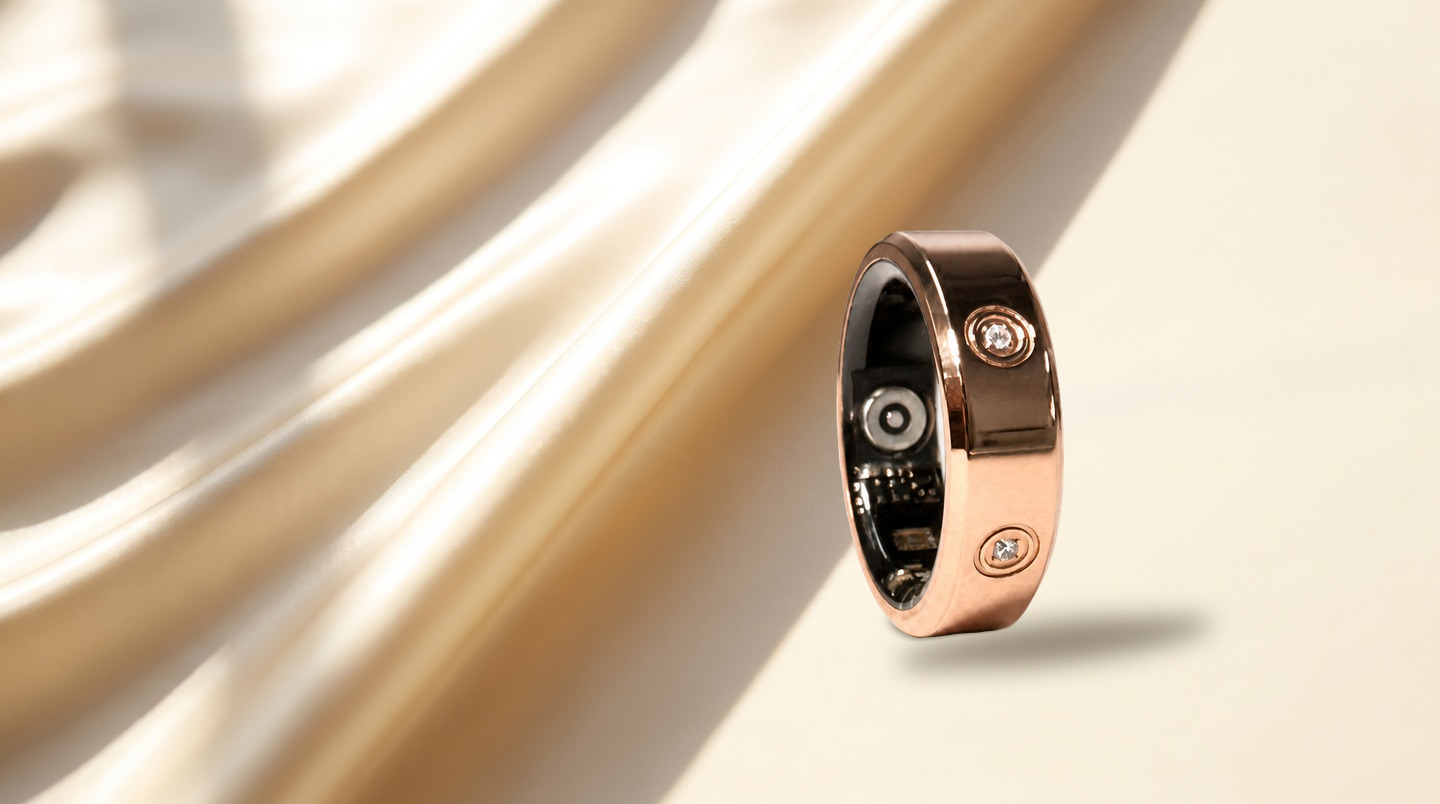 The LuxenX ring resting on silk